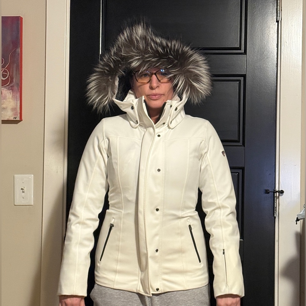 Postcard Elegant White Fox Fur-Trimmed Women's Ski Jacket IT Sz 40; US Sz 4 - Picture 12 of 12